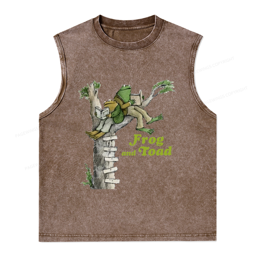 Pagewings Frog and Toad Old Book Unisex Washed Tank Top