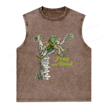 Pagewings Frog and Toad Old Book Unisex Washed Tank Top