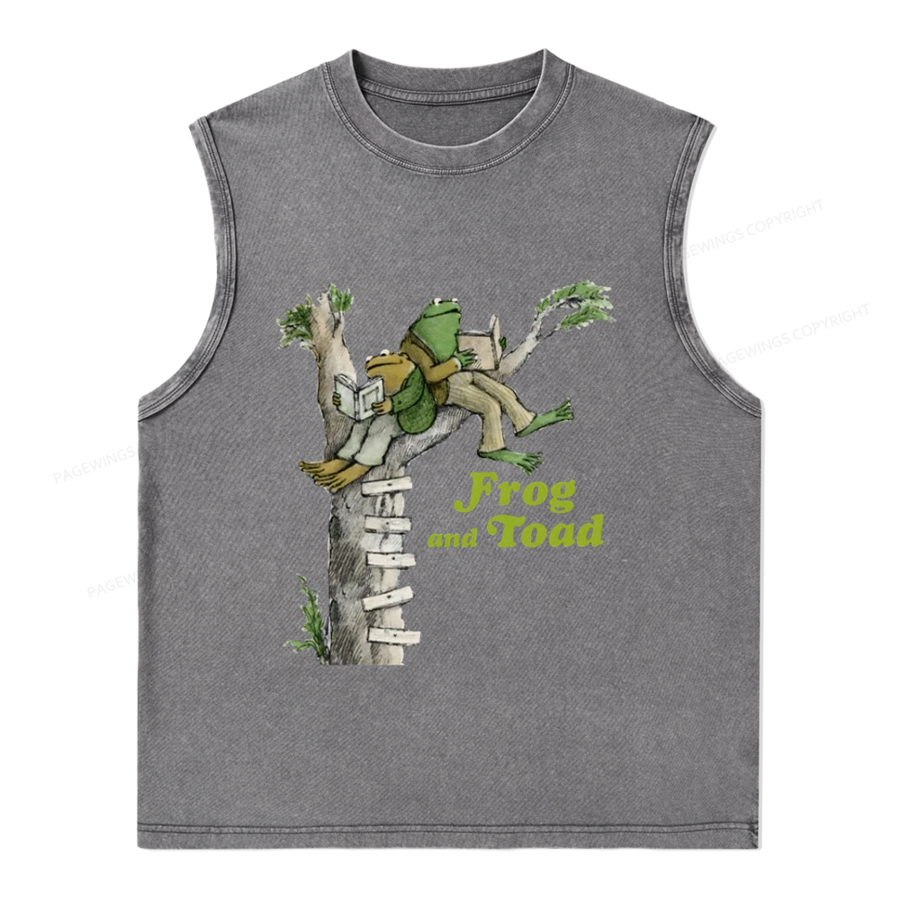 Pagewings Frog and Toad Old Book Unisex Washed Tank Top
