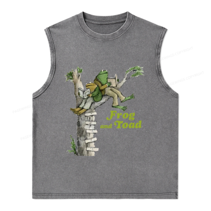 Pagewings Frog and Toad Old Book Unisex Washed Tank Top
