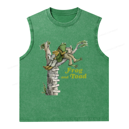 Pagewings Frog and Toad Old Book Unisex Washed Tank Top