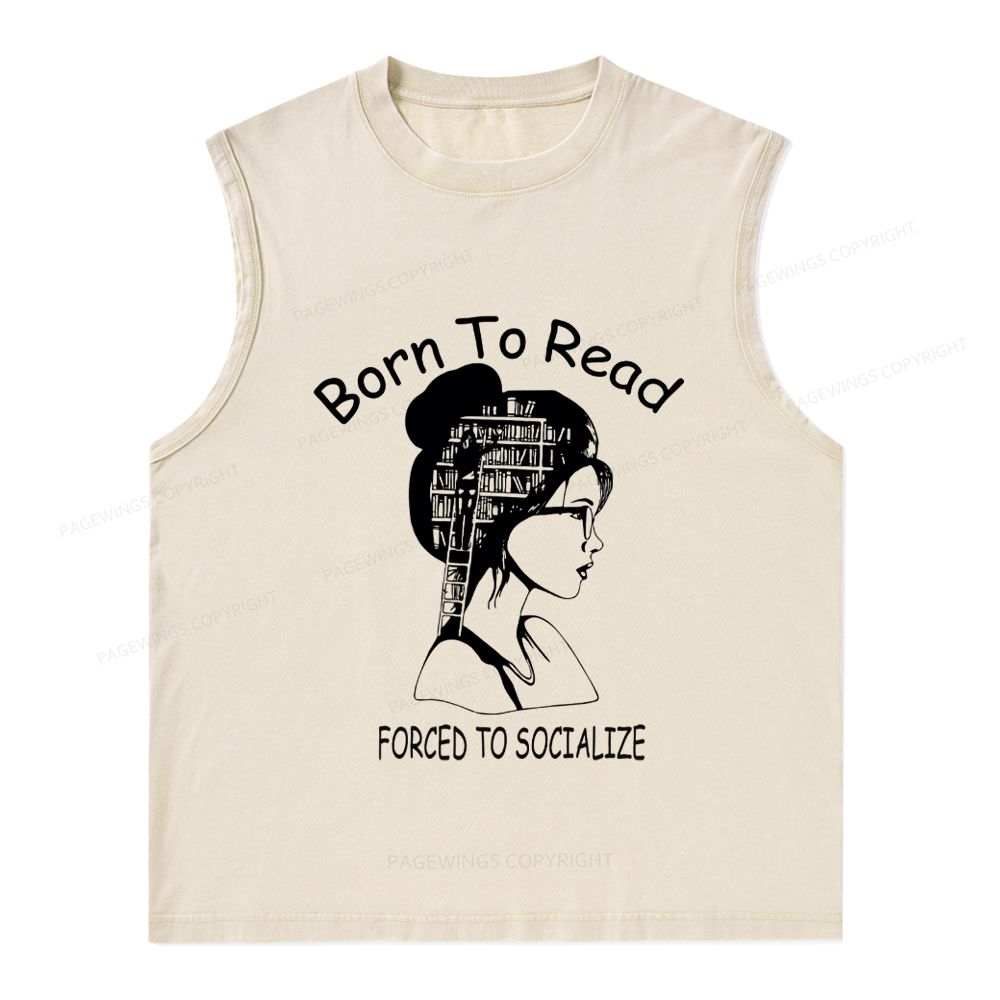 Pagewings Born To Read Unisex Washed Tank Top