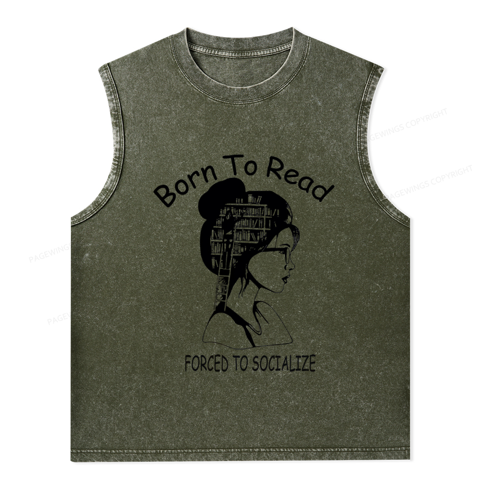 Pagewings Born To Read Unisex Washed Tank Top
