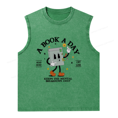 Pagewings A Book A Day Keep The Mental Breakdown Away Unisex Washed Tank Top