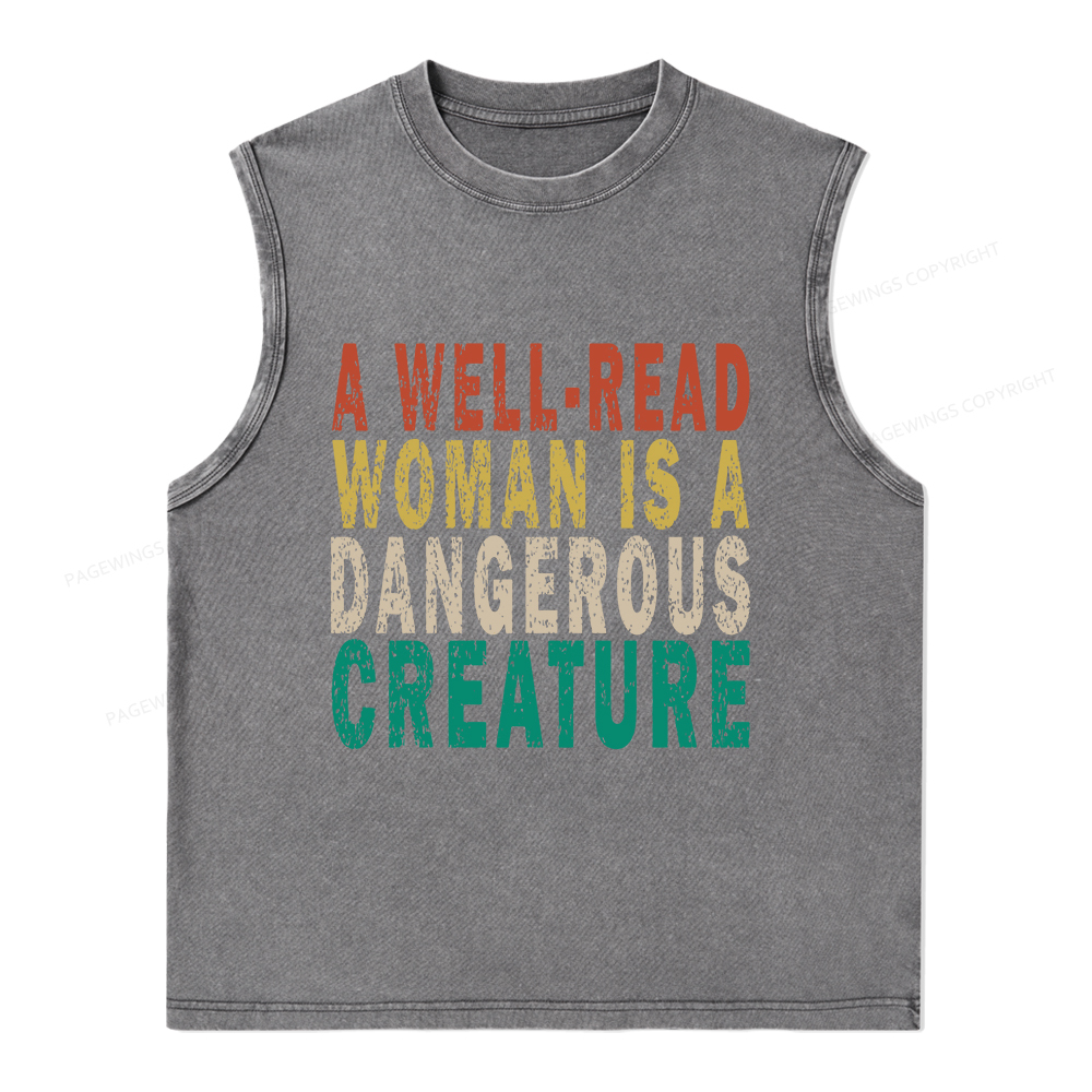 Pagewings A Well-Read Woman Is A Dangerous Creature Unisex Washed Tank Top