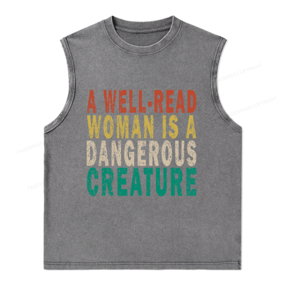 Pagewings A Well-Read Woman Is A Dangerous Creature Unisex Washed Tank Top