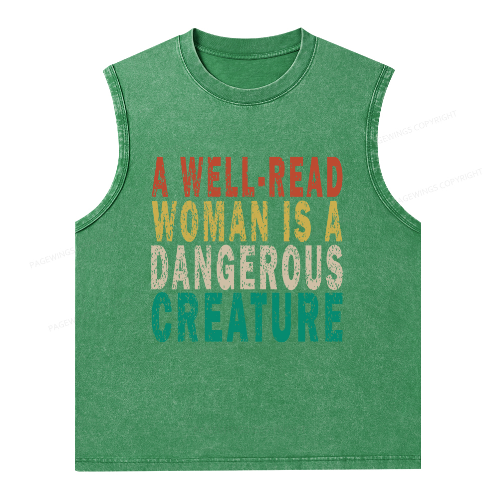 Pagewings A Well-Read Woman Is A Dangerous Creature Unisex Washed Tank Top