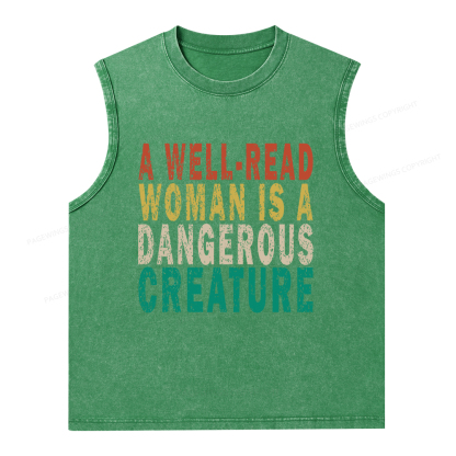 Pagewings A Well-Read Woman Is A Dangerous Creature Unisex Washed Tank Top