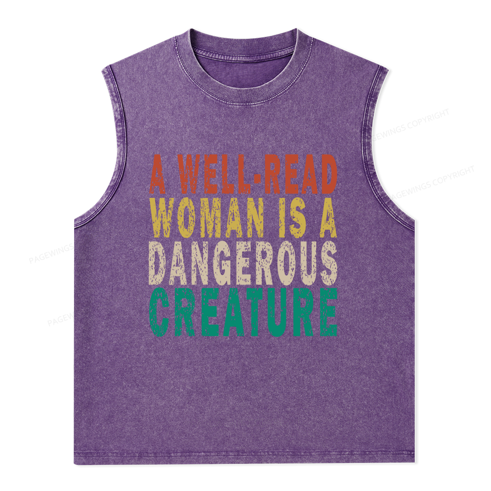 Pagewings A Well-Read Woman Is A Dangerous Creature Unisex Washed Tank Top
