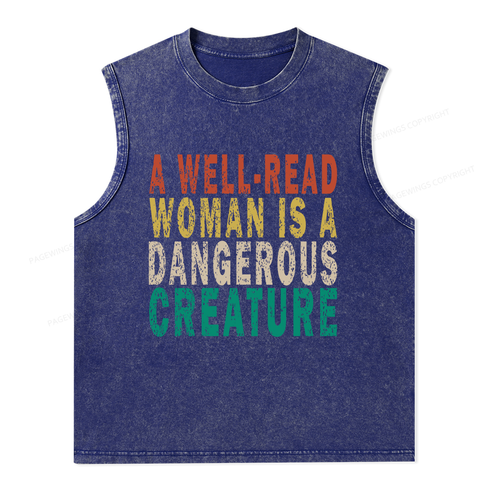 Pagewings A Well-Read Woman Is A Dangerous Creature Unisex Washed Tank Top
