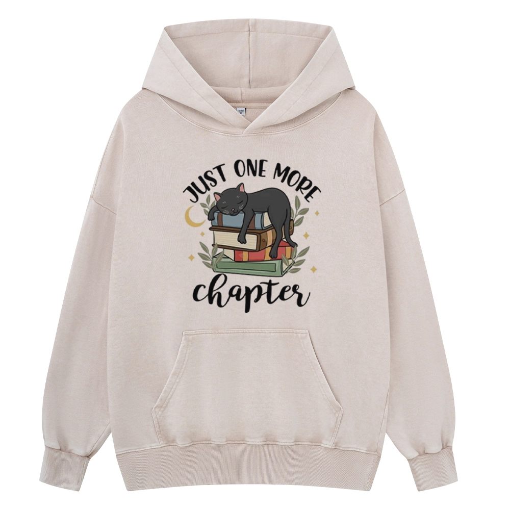 Pagewings Just One More Chapter Adorable Cat Unisex Washed Hoodie