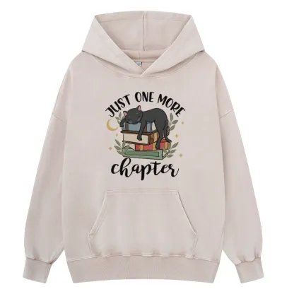 Pagewings Just One More Chapter Adorable Cat Unisex Washed Hoodie