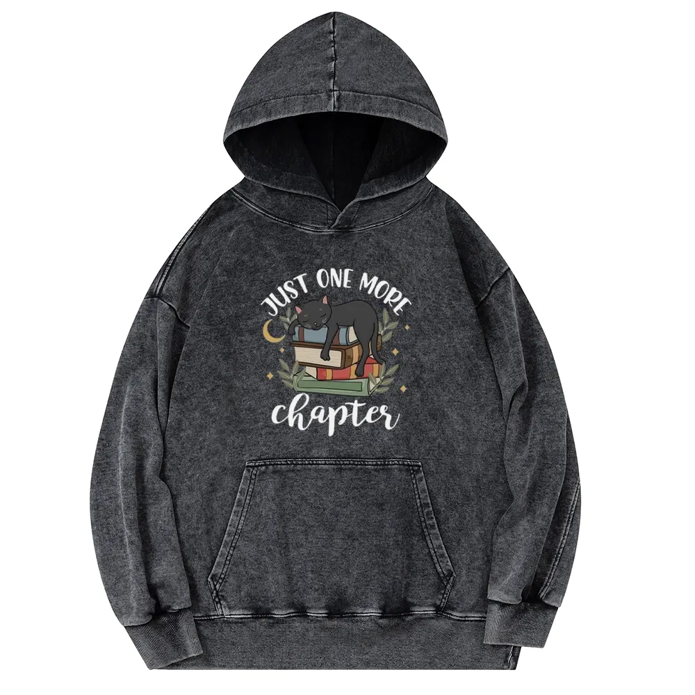 Pagewings Just One More Chapter Adorable Cat Unisex Washed Hoodie