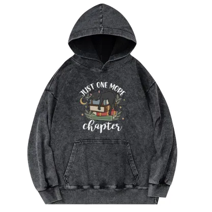 Pagewings Just One More Chapter Adorable Cat Unisex Washed Hoodie