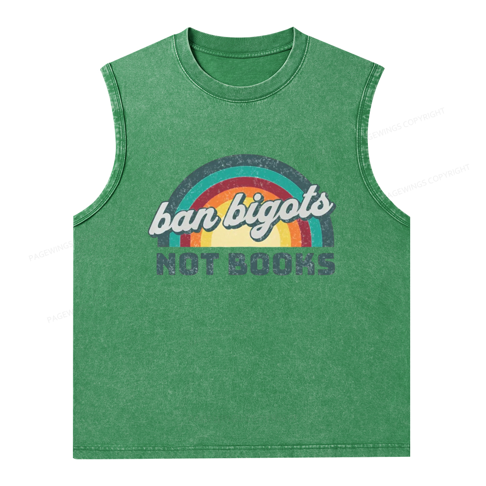 Pagewings Ban Bigots Not Books Unisex Washed Tank Top