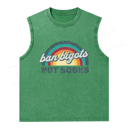 Pagewings Ban Bigots Not Books Unisex Washed Tank Top