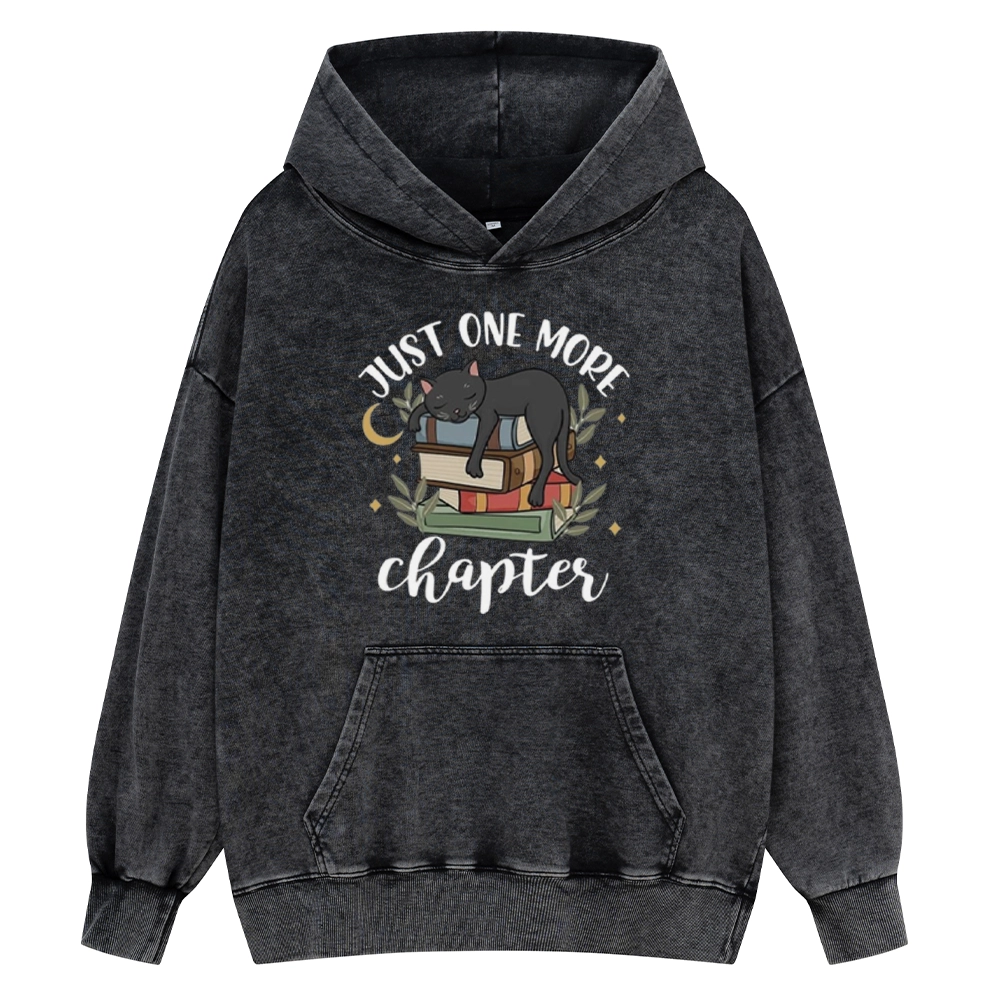 Pagewings Just One More Chapter Adorable Cat Unisex Washed Hoodie