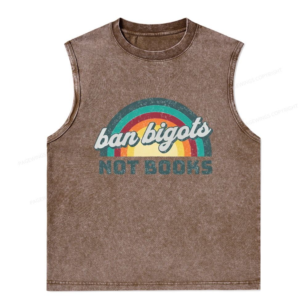 Pagewings Ban Bigots Not Books Unisex Washed Tank Top