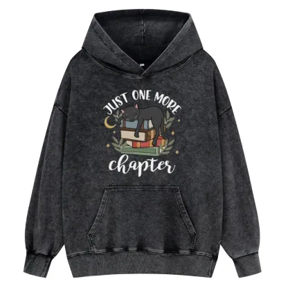 Pagewings Just One More Chapter Adorable Cat Unisex Washed Hoodie