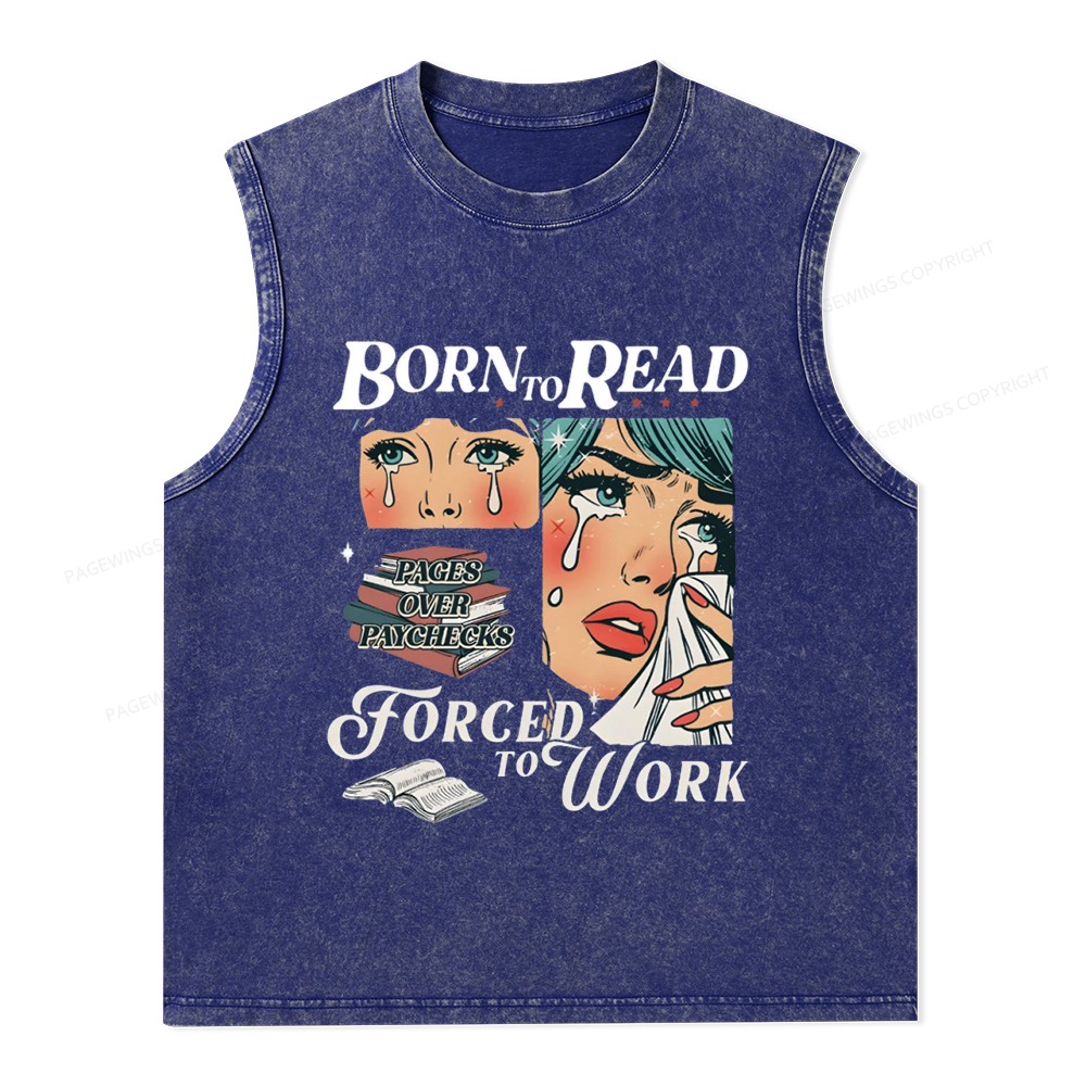 Pagewings Born To Read Bookish Unisex Washed Tank Top