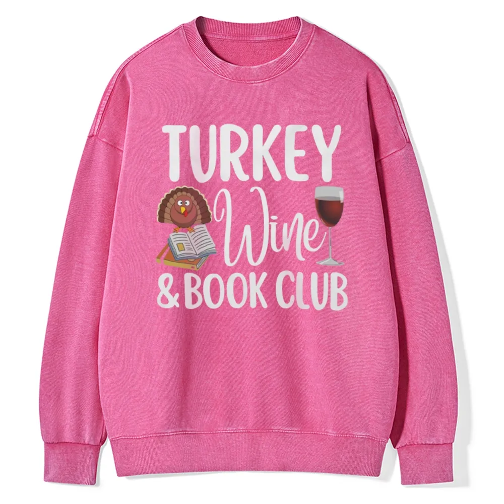 Pagewings  Book Club Wine Unisex Washed Sweatshirt