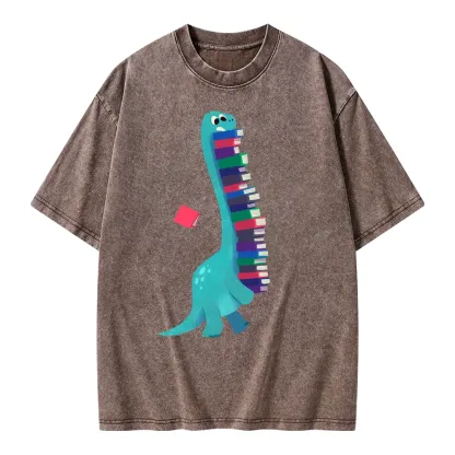 Pagewings Book Dinosaurs Unisex Washed T-shirt