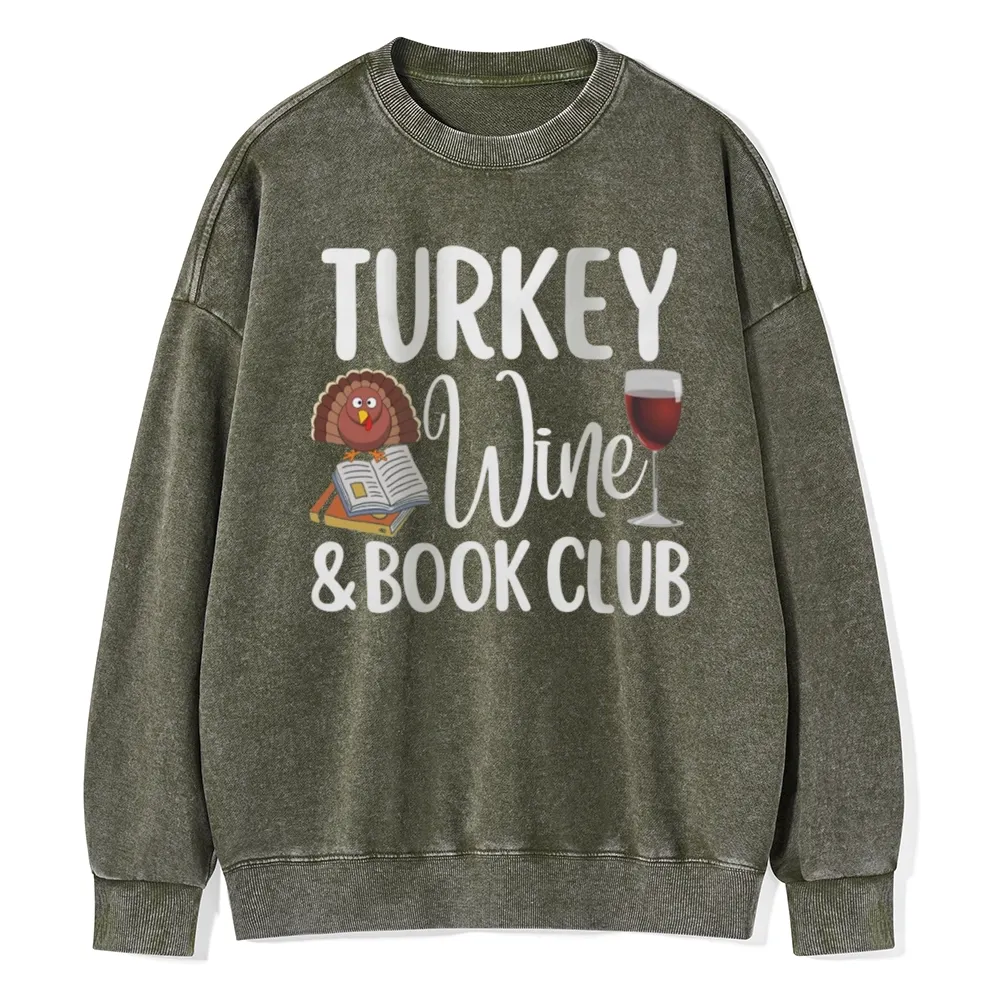 Pagewings Book Club Wine Unisex Washed Sweatshirt