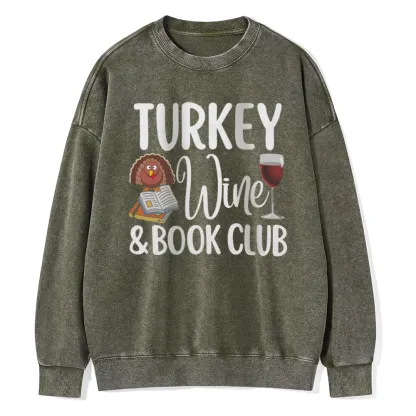 Pagewings  Book Club Wine Unisex Washed Sweatshirt