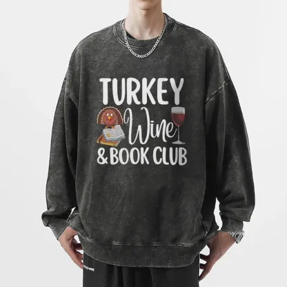 Pagewings  Book Club Wine Unisex Washed Sweatshirt