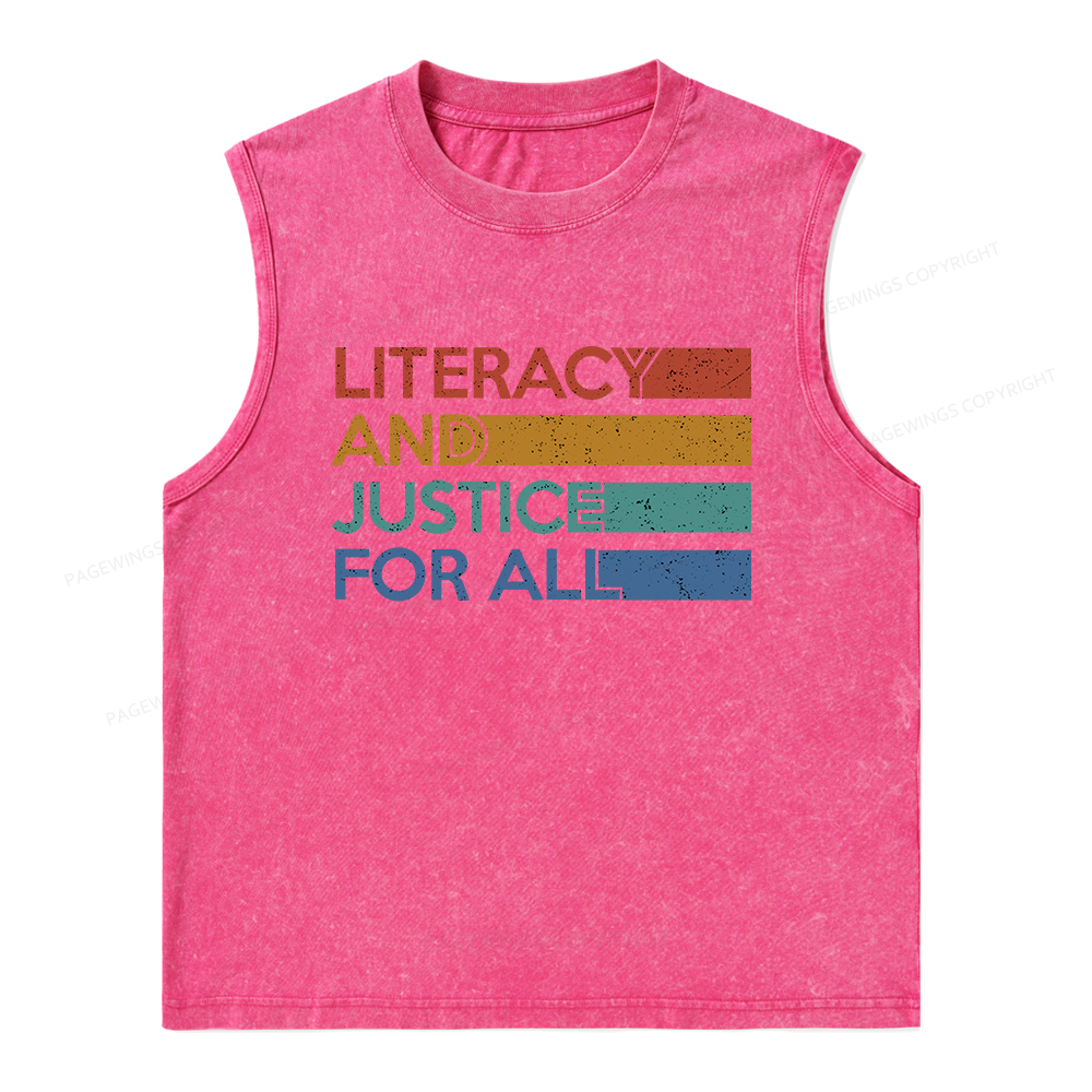 Pagewings Literacy and Justice For All Unisex Washed Tank Top