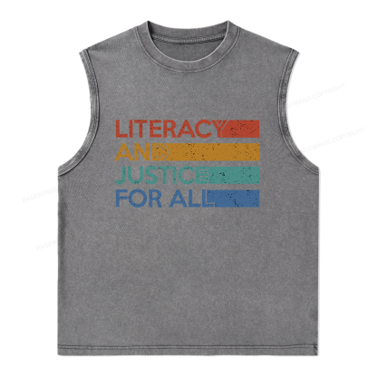 Pagewings Literacy and Justice For All Unisex Washed Tank Top