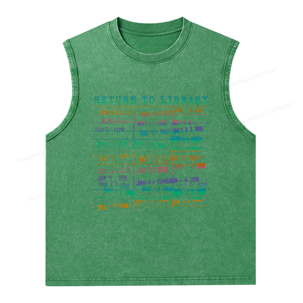 Pagewings Vintage Library Rainbow Unisex Washed Tank Top