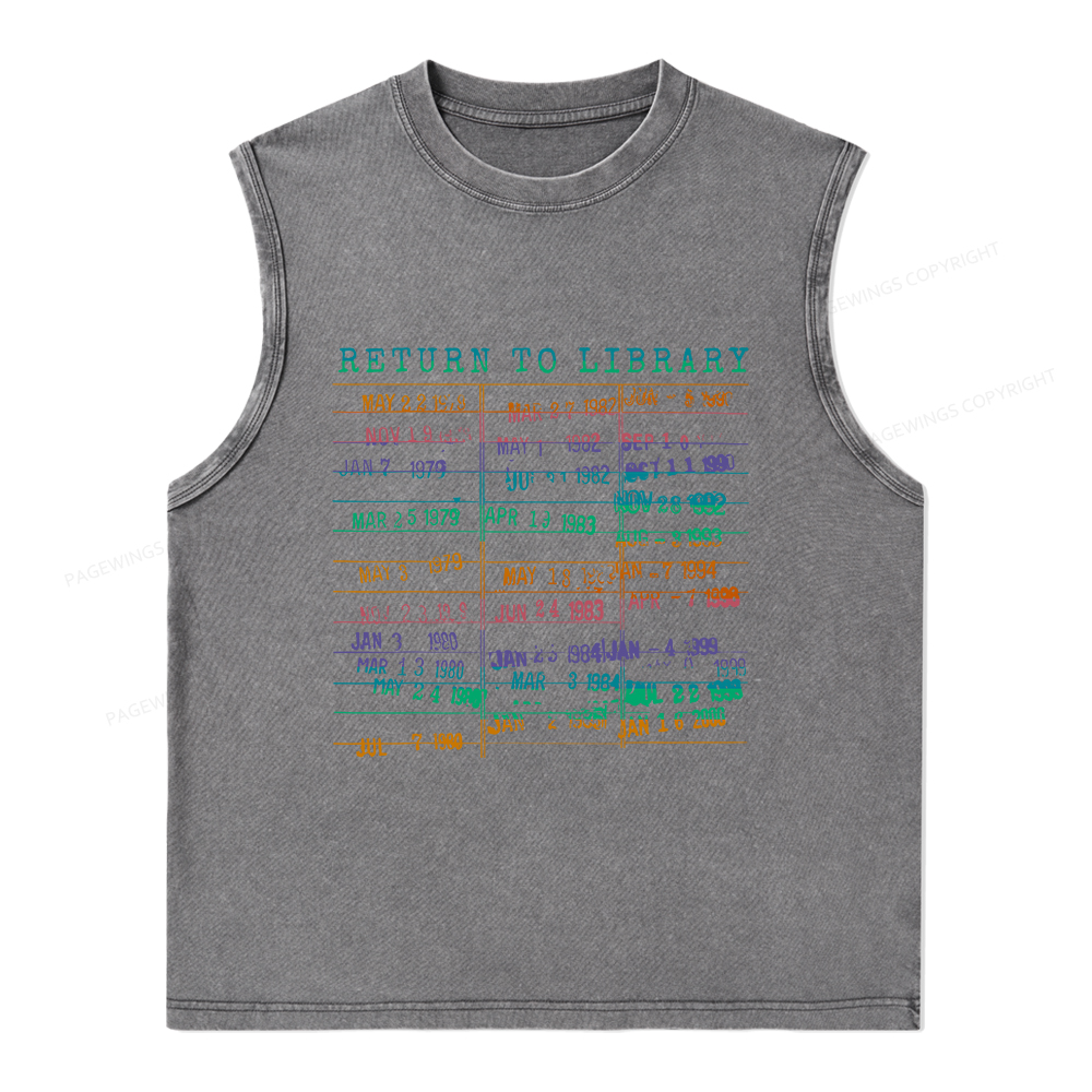 Pagewings Vintage Library Rainbow Unisex Washed Tank Top
