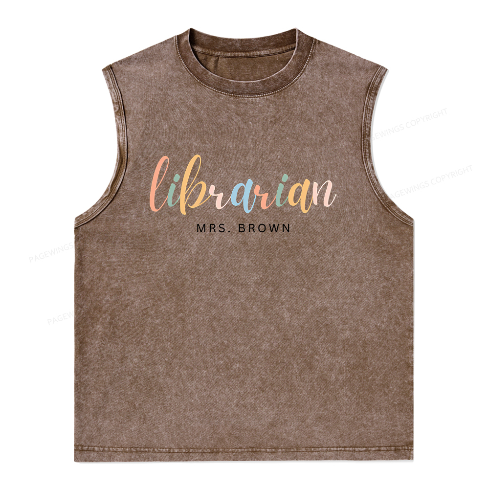 Pagewings Personalized Gift for Librarian Unisex Washed Tank Top