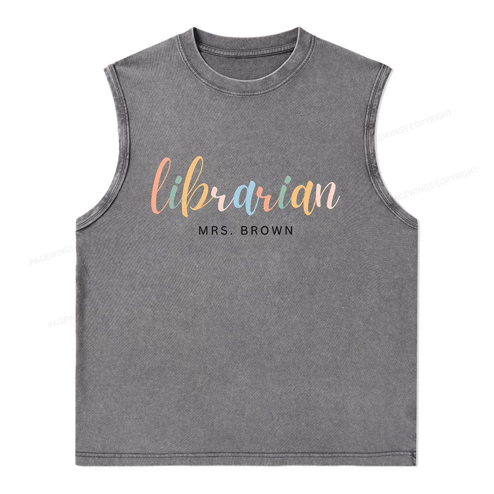 Pagewings Personalized Gift for Librarian Unisex Washed Tank Top