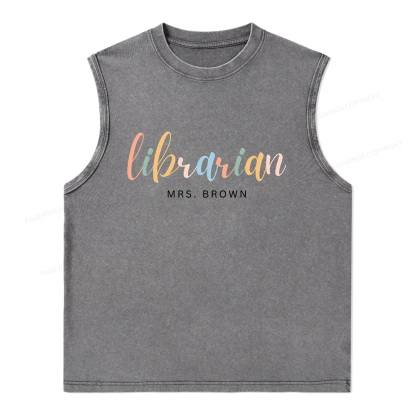 Pagewings Personalized Gift for Librarian Unisex Washed Tank Top