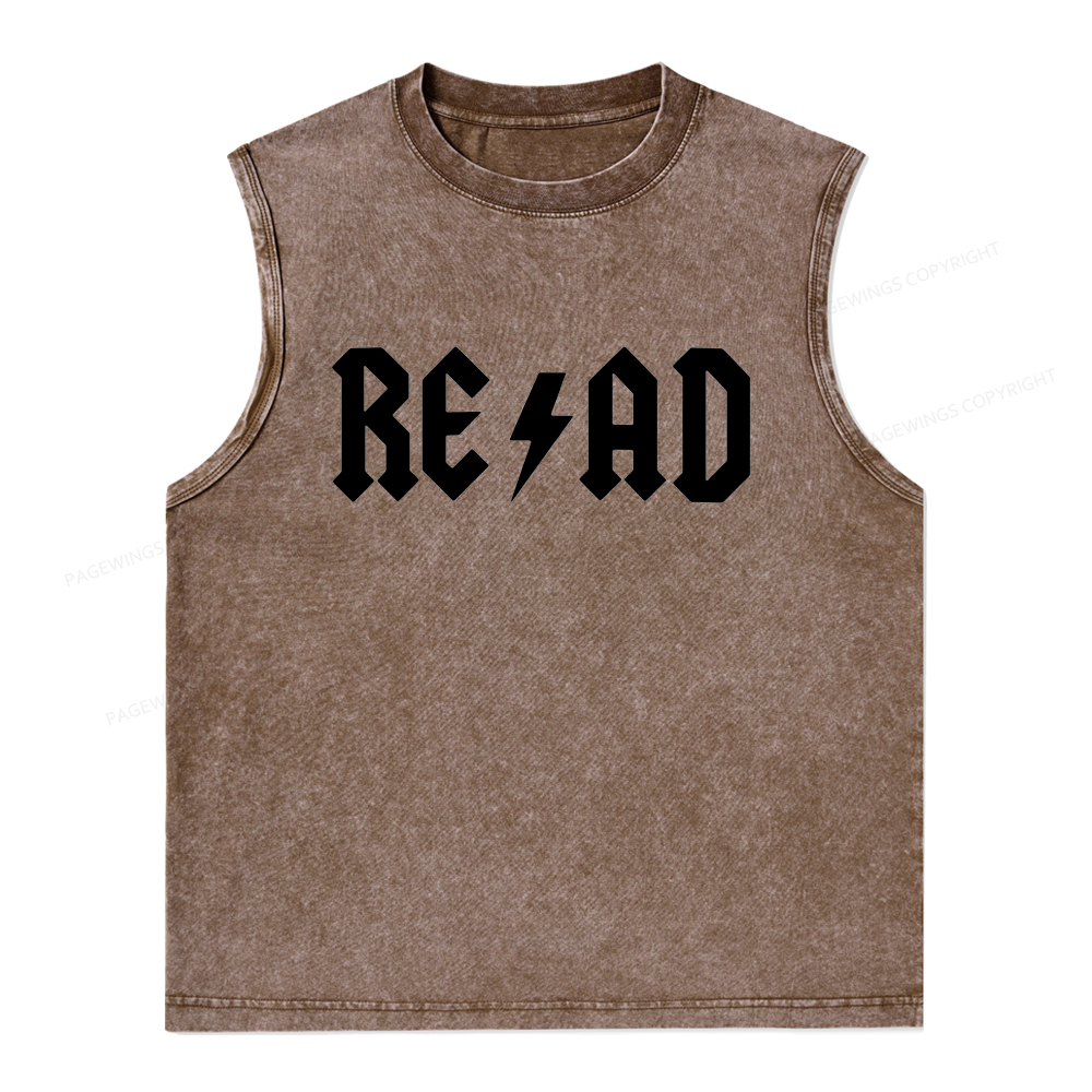 Pagewings Read Back In The Library "rock And Roll" Unisex Washed Tank Top
