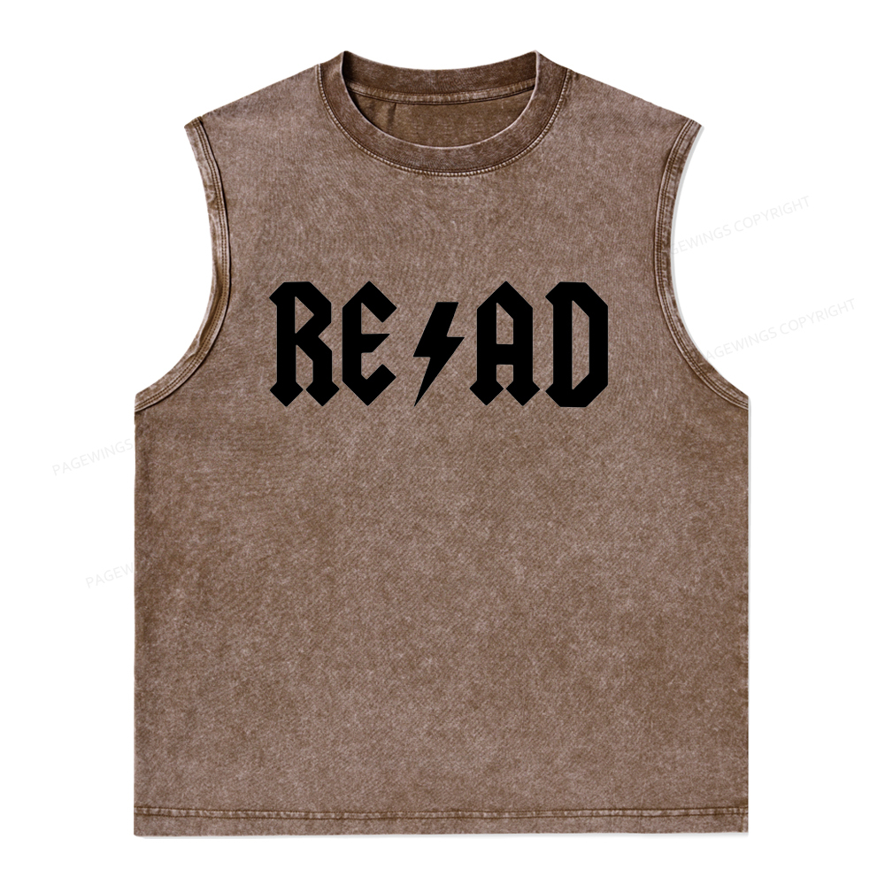 Pagewings Read Back In The Library "rock And Roll" Unisex Washed Tank Top