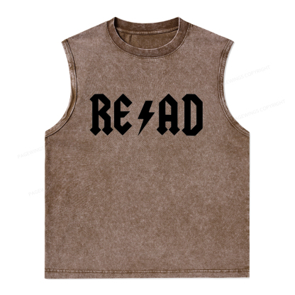 Pagewings Read Back In The Library "rock And Roll" Unisex Washed Tank Top