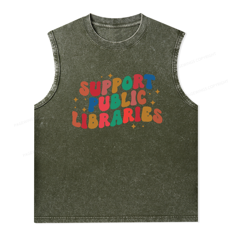 Pagewings Public Library Sweatshirt Unisex Washed Tank Top