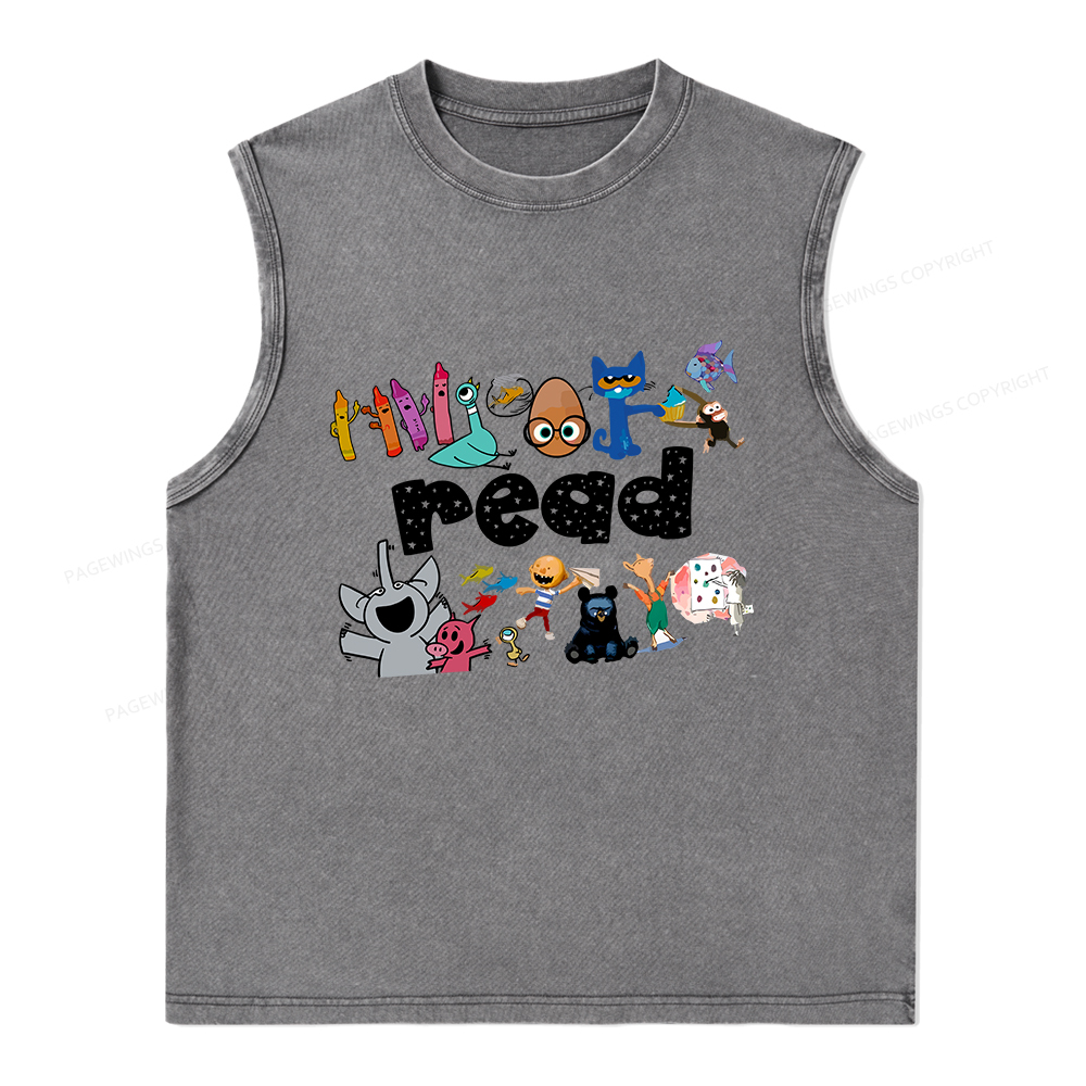 Pagewings Reading Bookish Unisex Washed Tank Top