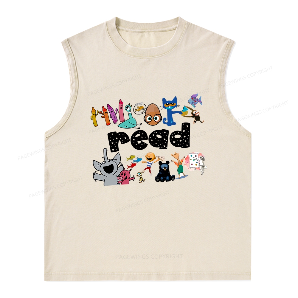 Pagewings Reading Bookish Unisex Washed Tank Top