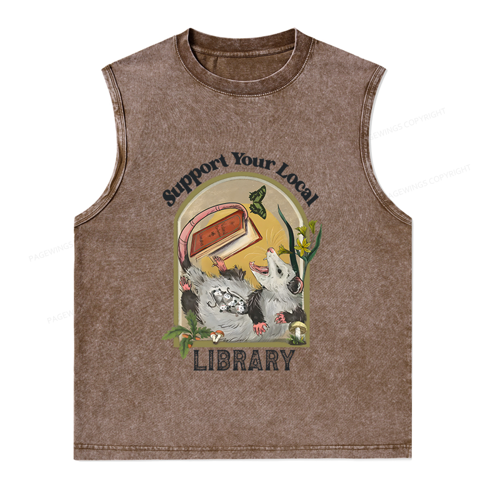Pagewings Library Readers Make Leaders Jersey Short Sleeve Unisex Washed Tank Top