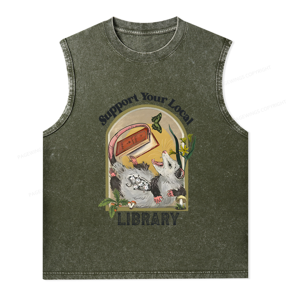 Pagewings Library Readers Make Leaders Jersey Short Sleeve Unisex Washed Tank Top