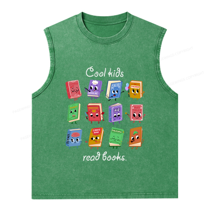 Pagewings Cool Kids Read Books Unisex Washed Tank Top