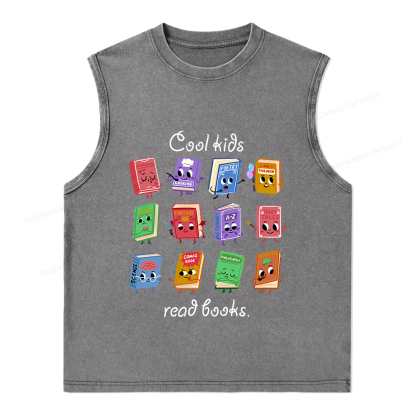 Pagewings Cool Kids Read Books Unisex Washed Tank Top