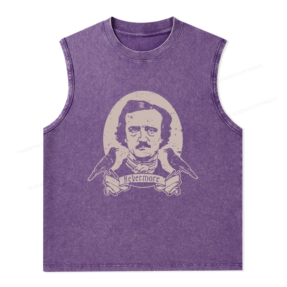 Pagewings Literary Vintage Stephen Allen King HP Lovecraft Book Unisex Washed Tank Top
