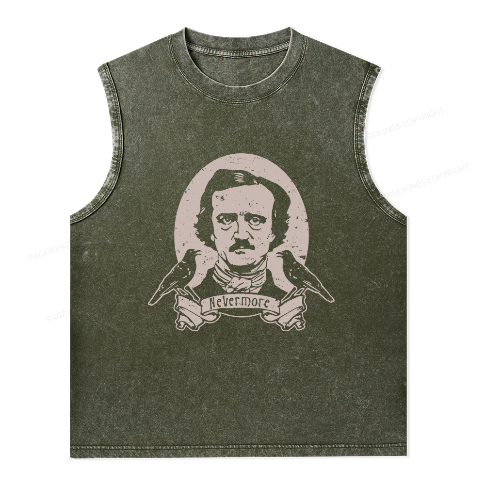 Pagewings Literary Vintage Stephen Allen King HP Lovecraft Book Unisex Washed Tank Top