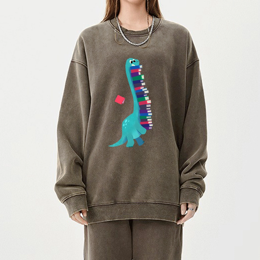 Pagewings Book Dinosaurs Unisex Washed Sweatshirt
