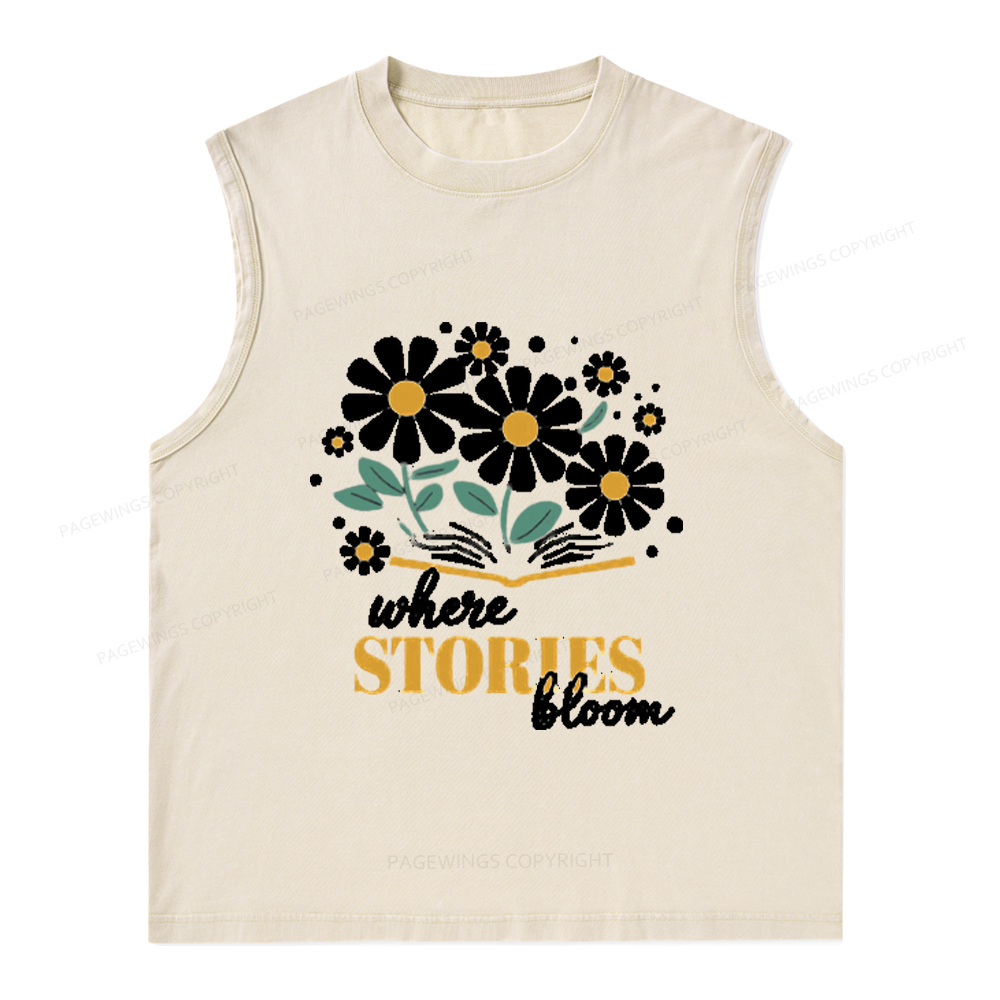 Pagewings Where Stories Bloom Unisex Washed Tank Top